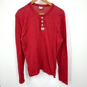 Hollister California Henley Men's L Y2K Red Cotton Blend Skater Grunge Preppy